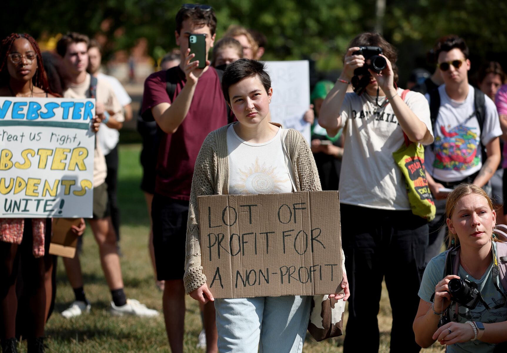 Webster University students protest for transparency and reform
